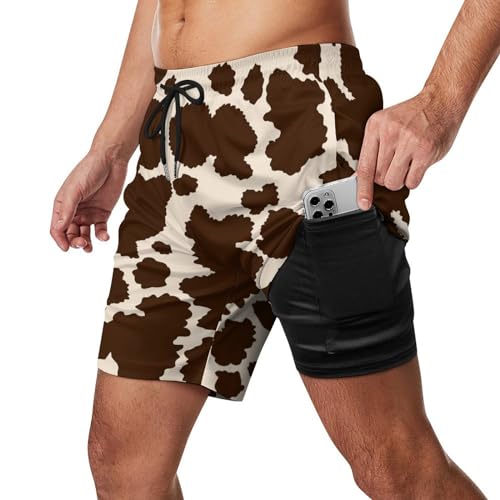 Supdreamc Mens Swim Trunks with Compression Liner Beach Board Shorts Men 2 in 1 Quick Dry Bathing Suit with Pockets