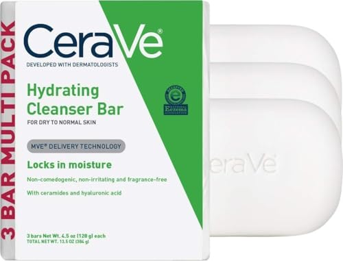CeraVe Hydrating Cleanser Bar, Face Wash with 5% Moisturizing Cream, 3-Pack