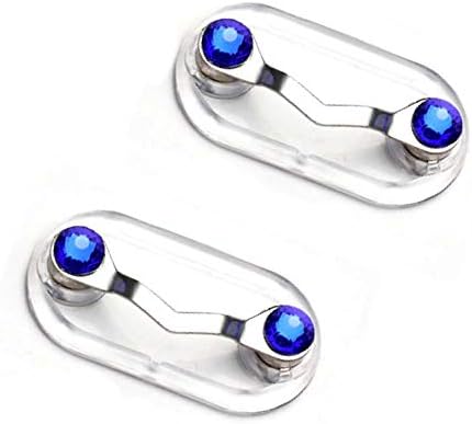 Magnetic Eyeglass Holder for Men & Women, Sunglasses, and Safety Glasses, Easy to Use Portable Eyewear Holder, Blue (Pack of 2)