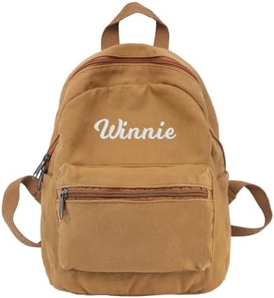 MT WORLD Personalized Daycare Backpack - Custom Name Canvas Backpack For Toddlers, Compact 9.6x12 Inch, Birthday & Christmas Gift