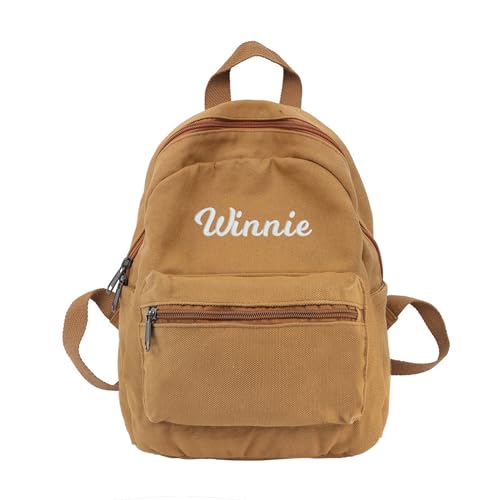 MT WORLD Personalized Toddler Backpack (Brown Canvas)