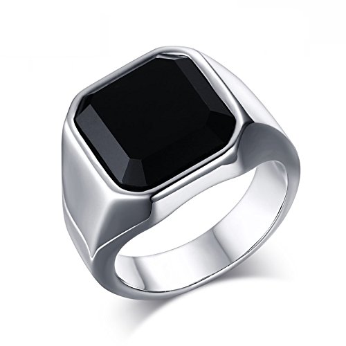Asma Jewel House Gothic Vintage Stainless Steel Square Black Agate Stone Ring For Men - Size 9 (B01M6YCPWX) Amazon Price History, Amazon Price Tracker
