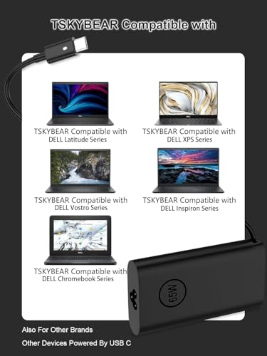 image for TSKYBEAR 65W 45Watt Compatible with Dell Laptop USB C Charger Latitude