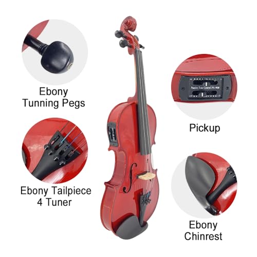 Image of Electric Violin 4 /4 full Size 4 string Acoustic Violin Spruce Maple Ebony Wood with Case, Bow Handmade for Beginners, Students, Professionals (White)