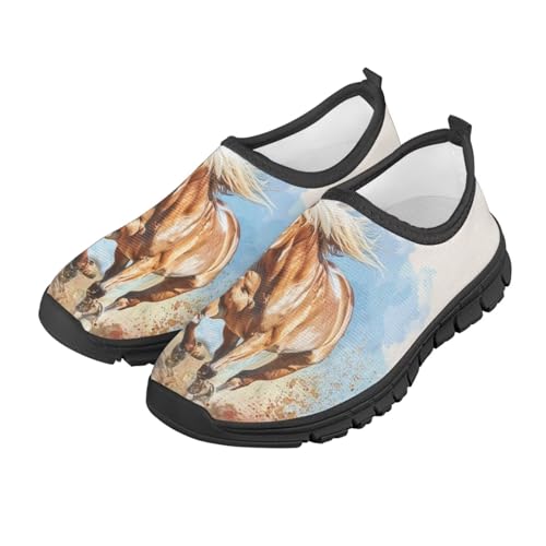 Low Cut Horse Print Running Shoes for Boys and Girls Comfortable Casual Sneakers Laceless Walking Shoes