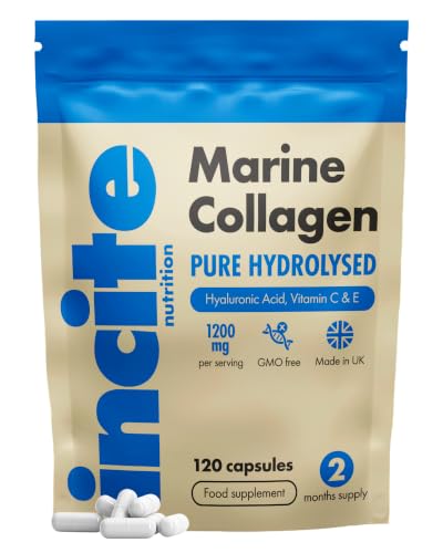 Marine Collagen Supplements for Women & Men 1200mg | 120 High Strength Marine Collagen Capsules | Pure Superior Type 1 Hydrolysed with Hyaluronic Acid, Vitamins C, E, B12, Copper, Zinc and Iodine