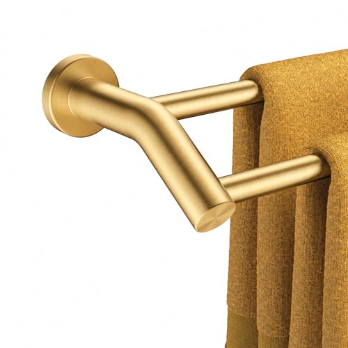 FORIOUS Double Towel Bar 24", Bathroom Towel Holder Rod Wall Mounted Gold