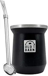 Kit 1 Cuia Térmica Parede Dupla De Alumínio 1 Bomba De Chimarrão Tereré Inox Filtro Redondo 19cm Old Barn Cor:Preto