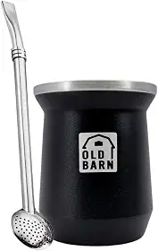 Kit 1 Cuia Térmica Parede Dupla De Alumínio 1 Bomba De Chimarrão Tereré Inox Filtro Redondo 19cm Old Barn Cor:Preto