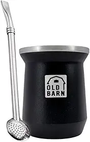 Kit 1 Cuia Térmica Parede Dupla De Alumínio 1 Bomba De Chimarrão Tereré Inox Filtro Redondo 19cm Old Barn Cor:Preto