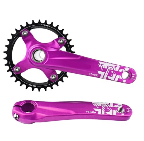 �݊���������܂�TANKE 104BCD �����̌^ MTB �N�����N�Z�b�g 170mm �p�� �i���[���C�h �`�F�[�������O �p�[�v��(Purple Crank-34T)