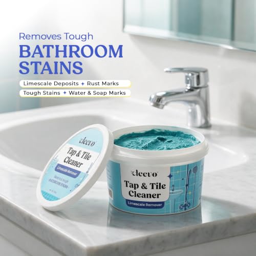 Image of Cleevo Tap & Tile Cleaner | Limescale & Hard Water Stain Remover | Removes White Cast, Soap Scum & Rust Stains | Non-Toxic | Suitable for Bathroom, Taps, Showers, Tiles & Brass surfaces