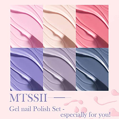 UV Nagellack, MTSSII 6 Farben Gel Nagellack Set, Rosa Grau Lila Farbe Shellac Set Gellack, Nailart Salon Design… – Bild 3