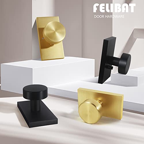Felibat Matte Black Door Knobs Interior, Privacy Door Knob With Lock,Modern Rectangle Door Handles #TOP7