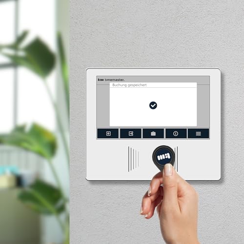 TimeMaster Web Starterset Office weiß, Zeiterfassungssystem für 10 Mitarbeiter, inkl. Software für Mitarbeiterverwaltung, Zeiterfassungsgerät mit RFID- und NFC- Leser und 10 Transponder 250913