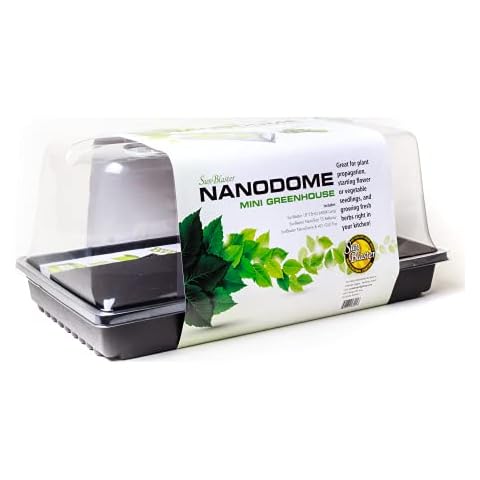 SunBlaster SL1600205 T5HO Mini Greenhouse Kit with NanoDome & Double-Thick Tray for Flower, Herbs, and Veggie Seed Starting or Plant Propagation Cover