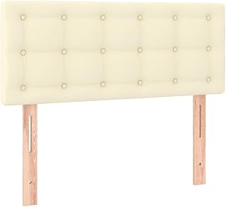 vidaXL Kopfteil, Bettkopfteil mit Holzbeinen, Höhenverstellbar Polsterkopfteil für Bett, Betthaupt Bettzubehör Schlafzimmer, Creme 100x5x78/88cm Kunstleder
