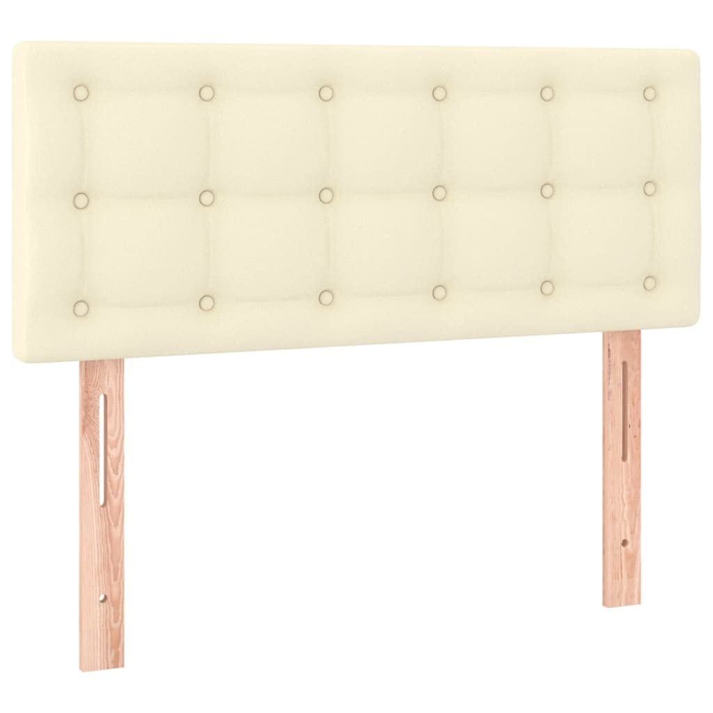 Letto a molle con materasso e testiera regolabile, in ecopelle color crema, 90 x 200 cm, con coprimaterasso, telaio resistente, comodo per dormire, ideale per chi dorme sulla schiena e sulla