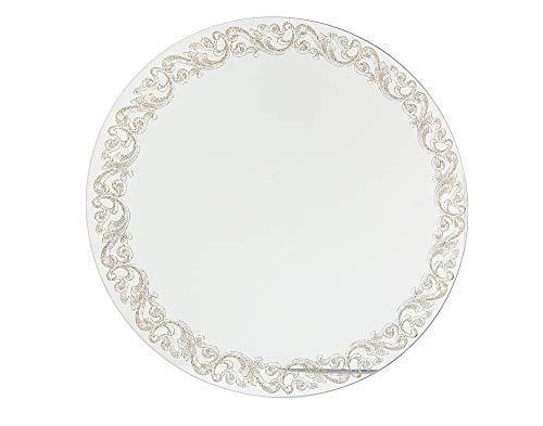 Philip Whitney Round Mirror Charger Plate Damask Gold Design