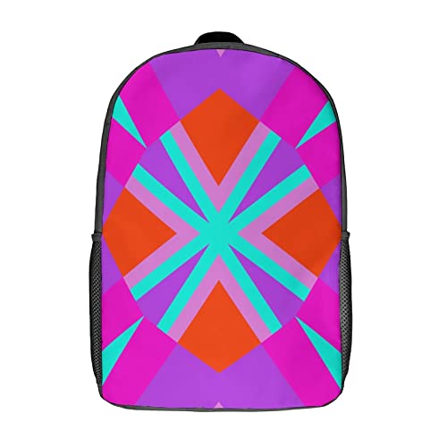 Sac à dos imprimé en 3D décontracté motif Geometry grand format 17 pouces