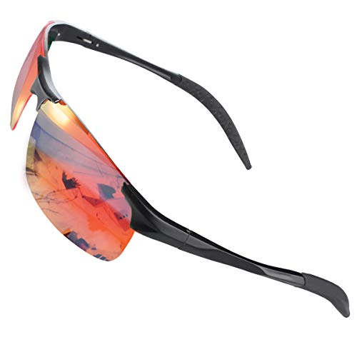CHEREEKI Lunettes de Soleil Sport, Lunettes de Soleil Polarisées Cyclisme avec Protection UV400 pour hommes et femmes (Orange-1) Cover