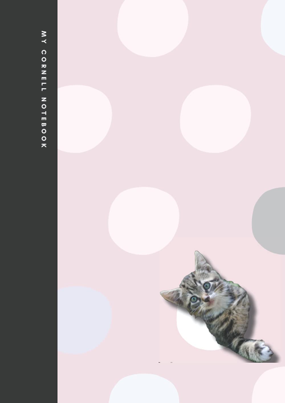 My Cornell Notebook: A4 |8.27 x 11.69 in.| Cornell note notebook| Mind map note page| Polka Dot notebook - Pastel -Cute cat