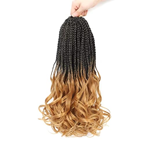 8 Packs French Curl Crochet Braids Hair For Black Women 14Inch Boho Box Braids Crochet Hair With Curly Ends Prelooped Luxury Braiding Hair French Curly Braiding Hair Extensions(#T1B/27 14") #TOP4