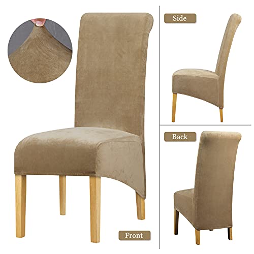 Leorate Velvet Dining Chair Covers: Thick High Back Velvet Chair Slipcovers Stretch Fabrics Cover For Large Chair Washable Removable Chair Cover For Home Decor (Pack of 4 - Image 3