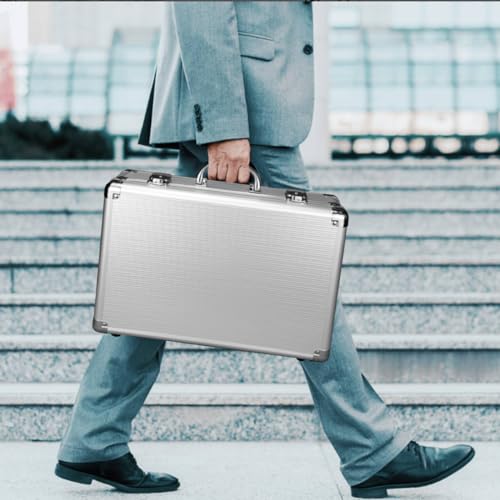 Cunguv ALUMINUM BRIEFCASE With Lock Hard Multifunctional Attache Case Silver thumb #4