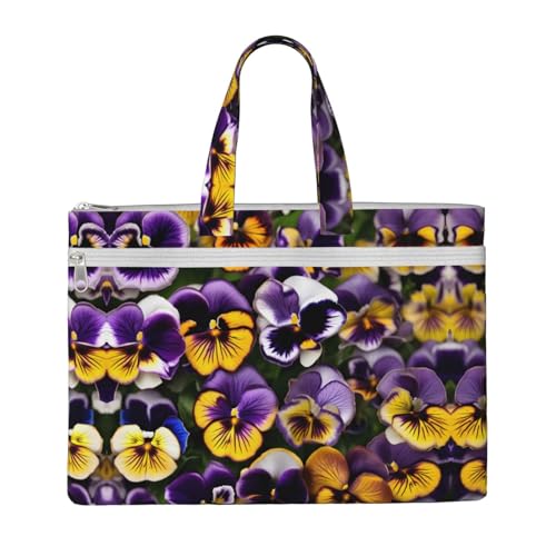 Pansy Perfection Print Canvas Document Bag Briefcase For Professionals And Executives