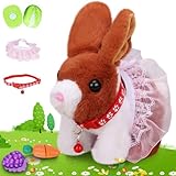 NOLAKMI Easter Bunny Stuffed Animal, Ideal Easter Gifts for Kids 3-5, Hopping Bunny Toys for Kids with Sounds, Wiggling Ears, Nose, Jumping, Great for Birthdays, Children's Day