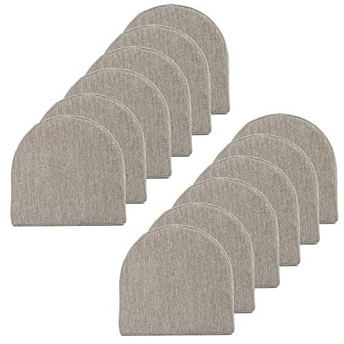 Sweet Home Collection Chair Cushions 100% High Density Memory Foam Pads U Shaped 17" x 16"Non Slip Skid Rubber Back Seat Cover, 12 Pack, Taupe