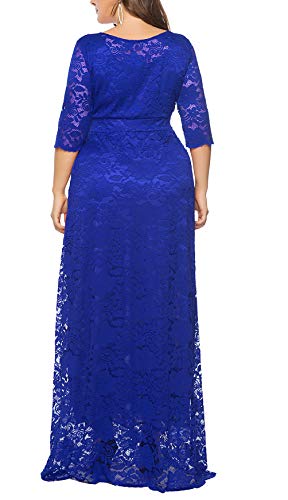 Image of Eternatastic Women's Floral Lace 2 /3 Sleeves Maxi Dress Plus Size Evening Party Dresses