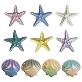 10 Pcs Starfish Shell Refrigerator Magnets, Starfish Fridge Stickers, Funny Ocean Refrigerator Magnets for Fridge Whiteboard Photo Wall