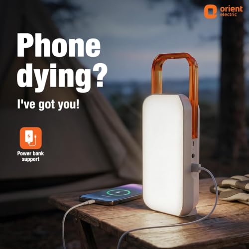 Image of Orient Electric Litpac 15W Emergency Rechargeable LED Lantern with 7200 mAh Battery | Upto 30 Hours Battery Backup | Brightness Control Feature | in- Built Mobile Charging Point| Cool White