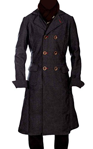 Men's Sherlock Holmes Benedict Cumberbatch Wool Long Trench Coat Jacket2