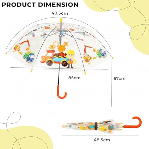 Image of Kraptick Transparent Printed Umbrella for Kids, Stylish & Cute Child Safe Umbrella for Rain, Automatic Water-Proof Umbrellas for Children's /Boys /Girls /Kids (MFP /1112-V)