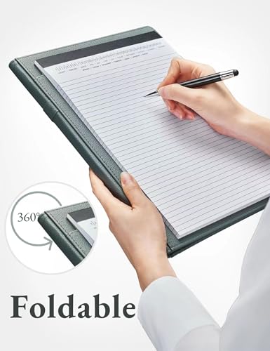 mymazn padfolio portfolio folder faux leather interview resume folder with document organizer amp business card holder letter-sized notepad legal pad holder for men women grey green