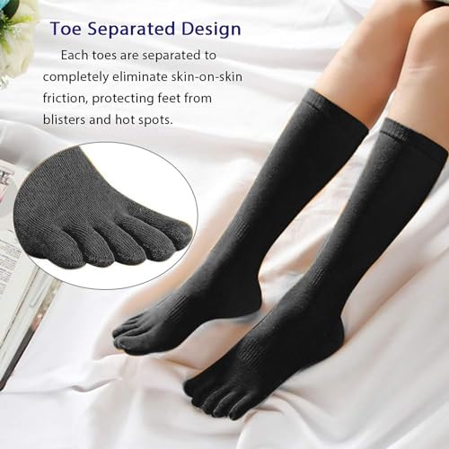Women's Toe Socks For Running Athletic Cotton Five Finger Socks 4 Pack4