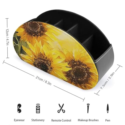 Support de télécommande tournesols en cuir PU à 5 compartiments pour contrôleur - 3