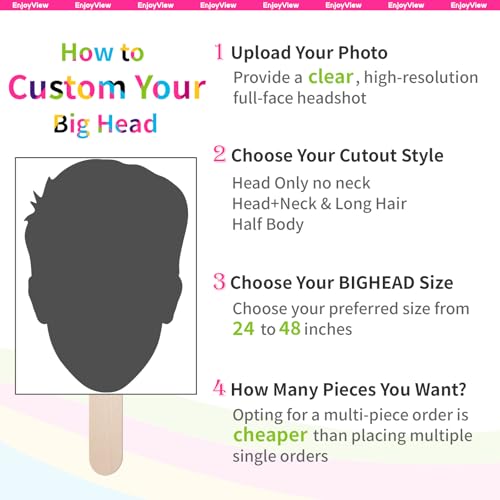 EnjoyView Big Head Cutout 24 to 48 inch, Customize Giant Heads, Personalized Face Signs Fun Photo for Party Decorations& Gifts, 1 Piece