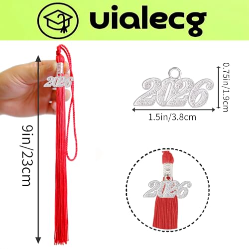 Image of Graduation Tassel 2026 for Grad Cap,Red Tassel with Silver Charm