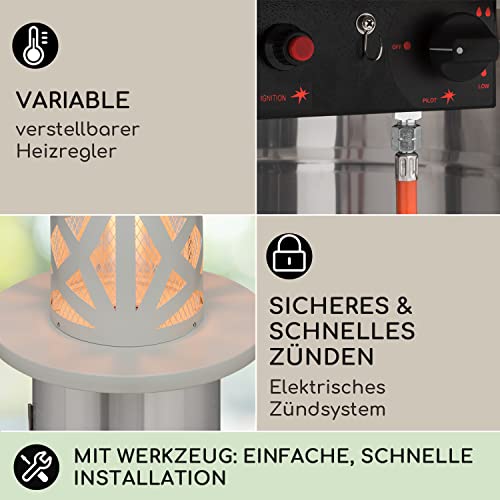 Blumfeldt Terrassenheizer, Outdoor- Gasheizstrahler, Heizpilz Gas für Terrasse, Garten & Balkon, Terrassen- Heizer mit Elektrischer Zündung, 360°Flammen- Blick, Gas- Heizstrahler mit Bodenrollen-3