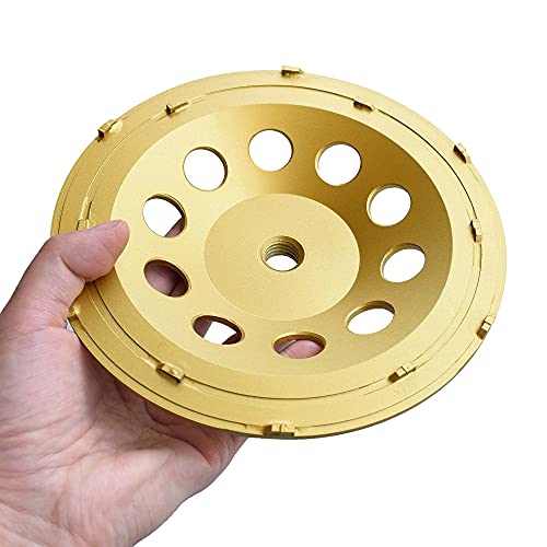 Actintool 7 In. X 5/8-11 In. 12 Pcs Pcd 7 Inch Double Row Pcd Cup Wheel, Epoxy Mastic Thinset Glue Stucco Tough Concrete Coating Removal Pcd Grinding Cup Wheel(5/8"-11 Threaded) #TOP3