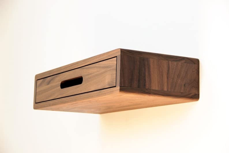 Image of IThree Modern Nightstand with Open Shelf, Single Drawer, Black Wood, Mid-Century Style Legs (Style 1) (Style 1)