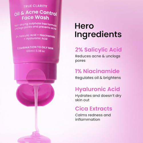 Image of Foxtale Oil & Acne Control Face Wash | 2% Salicylic Acid + Niacinamide + Cica + Hyaluronic Acid | Fights Acne, Controls Oil & Soothes Skin | For Oily, Acne & Combination Skin | For Men & Women | 50ml