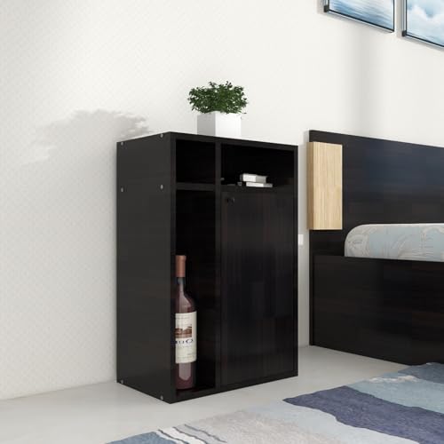 Image of DF2H Bedside Table | 1 Year Warranty | Contemporary & Slim Bedside Table, Chiyo, Side Table, Nightstand Wenge Colour (Melamine Finish)