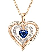LIANYU Heart Necklaces for Women, Birthday Gifts for Women Birthstone Women Necklace Jewelry for ...