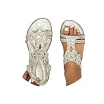 Silver Flat Sandals for Women,Sparkly Sandals Wedding Shoes Sparkly Flip Flops Women Glitter Sandal for Womens Bohemian Rhinestone Flat Shoes Fashion Holiday Beach Open Toe Sandal