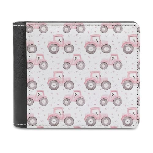 Watercolor Tractor Pattern Fashion Bifold Wallets for Men Women Slim & Thin Credit Card Holder Wallet Purse - Main Image
